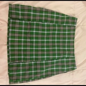Green and white mini skirt